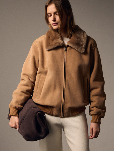Женская дубленка  MAISON DAVID, Артикул SUZANNE_DF, бежево-коричневый | 4908787. Ракурс 1