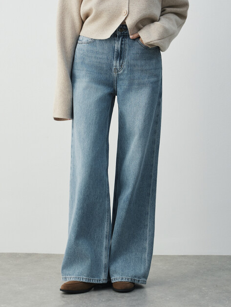 Женские широкие джинсы  MAISON DAVID, Артикул SH-4855, голубой | 4909744. Ракурс 1