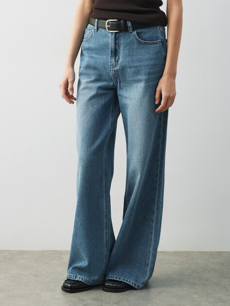 Женские широкие джинсы  MAISON DAVID, Артикул SH-4855, светло-синий | 4909786. Ракурс 1