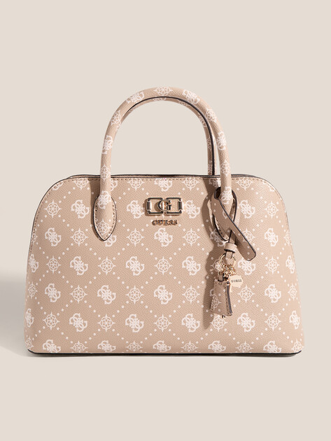 Женский тоут GUESS EMELIE LOGO 2 COMP SATCHEL, Артикул HWGP9928060, бежевый | 4913461. Ракурс 1
