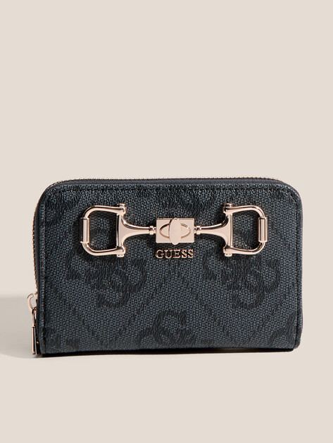 Женский кошелёк GUESS JANIE LOGO SLG MED ZIP AROUND, Артикул SWOS9924140, темно-серый | 4913758. Ракурс 1