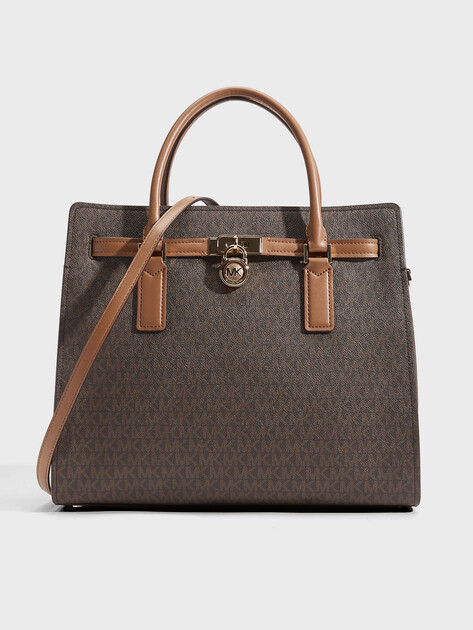 Женский тоут MICHAEL KORS LG SATCHEL, Артикул 30F5GNXS3B(K), темно-коричневый | 4916650. Ракурс 1
