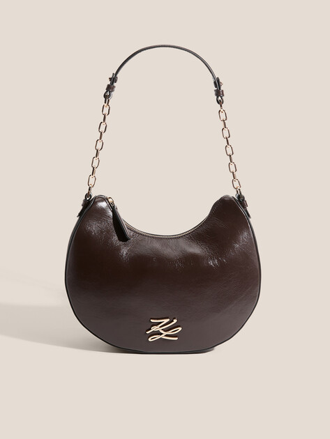 Женская сумка  KARL LAGERFELD k/autograph moonbag naplak, Артикул A4W30104, темно-коричневый | 4920292. Ракурс 1