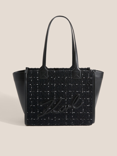 Женский тоут KARL LAGERFELD k/skuare md tote boucle, Артикул A4W30260, черный | 4920340. Ракурс 1