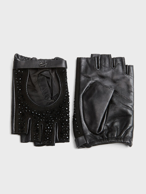 Женские перчатки KARL LAGERFELD k/autograph rh fl gloves, Артикул A4W33018, черный | 4925423. Ракурс 1