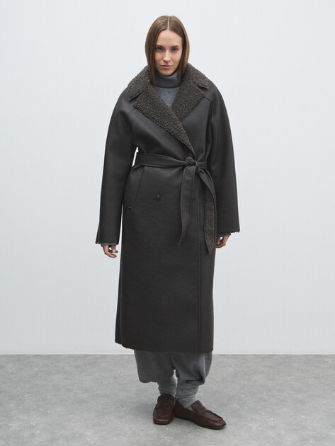 Женская дубленка  MAISON DAVID, Артикул JULIANE LONG_SDF_DR, темно-коричневый | 4931491. Ракурс 1