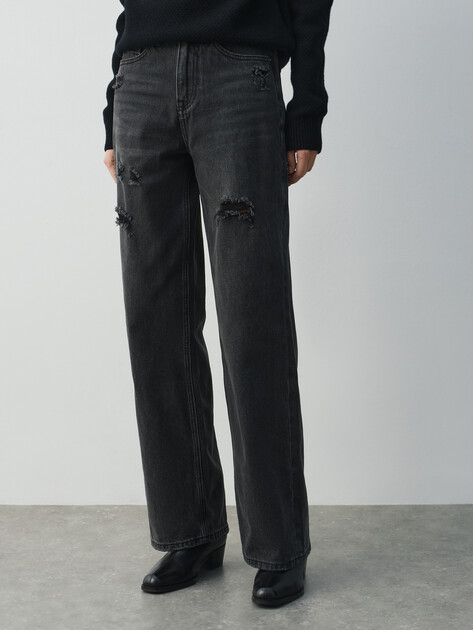 Женские широкие джинсы  MAISON DAVID, Артикул SH-4714, черный | 4934337. Ракурс 1