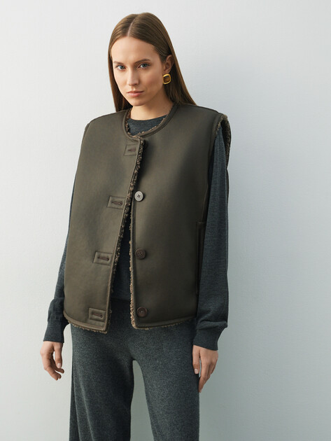 Женский двусторонний жилет MAISON DAVID, Артикул MARION_SDF_DR, коричневый | 4936572. Ракурс 1