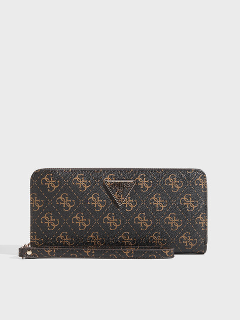 Женский кошелёк GUESS LAUREL SLG LARGE ZIP AROUND, Артикул SWQL7459146, темно-коричневый | 4945670. Ракурс 1