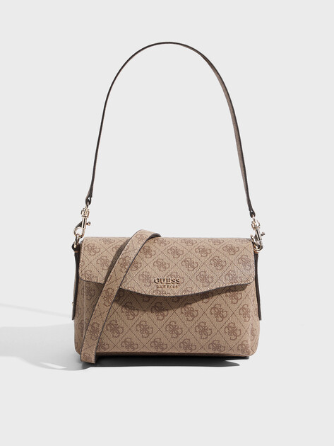 Женская сумка  GUESS ECO BRENTON FLAP SHOULDER BAG, Артикул HWLG9648190, темно-бежевый | 4945921. Ракурс 1