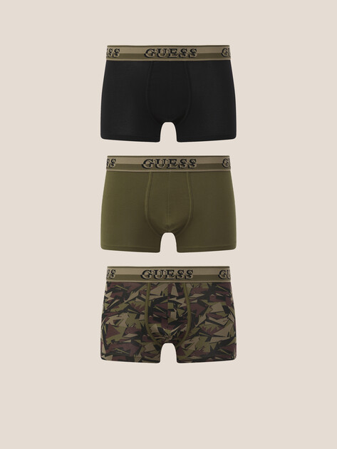 Мужские трусы 3 шт. GUESS JOE BOXER TRUNK 3 PACK PRINT, Артикул U5BG05K6YW1, хаки | 4951156. Ракурс 1