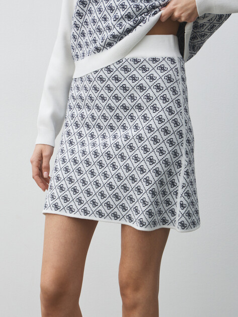 Юбка мини GUESS AUBREY 4G SKIRT SWTR, Артикул W5BD81Z3JD2, молочно-белый | 4956884. Ракурс 1
