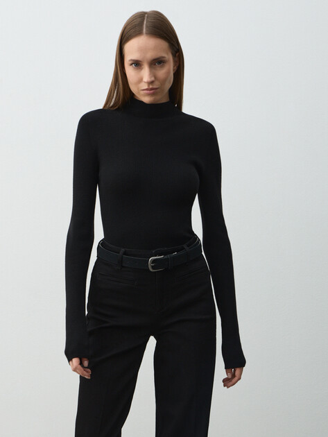 Женский джемпер GUESS LS MOCK NECK JULIA SEAMLESS SW, Артикул W5BR15Z3OW2, черный | 4957324. Ракурс 1