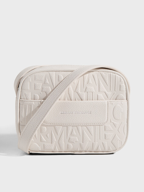 Женская сумка через плечо кросс-боди ARMANI EXCHANGE LIZ PEBBLE CAMERA CASE, Артикул XW001578, белый | 4979709. Ракурс 1
