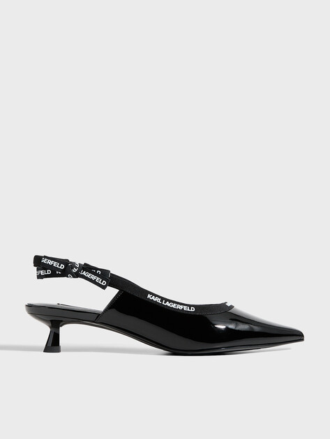 Женские туфли с открытой пяткой (слинг-бэк) KARL LAGERFELD PASHA Ribbon Sling, Артикул KL30109R, черный | 4981409. Ракурс 1
