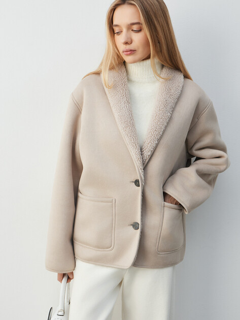 Женская дубленка  MAISON DAVID, Артикул ZAZA_SDF_WS, пыльно-бежевый | 4985151. Ракурс 1
