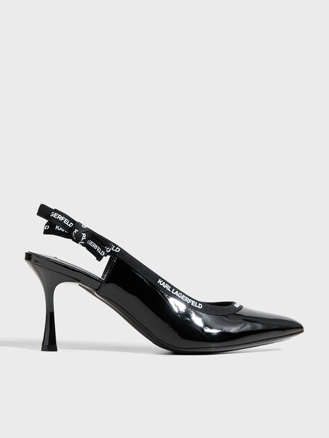 Женские туфли с открытой пяткой (слинг-бэк) KARL LAGERFELD SIENNA Ribbon Sling, Артикул KL32706, черный | 4986268. Ракурс 1