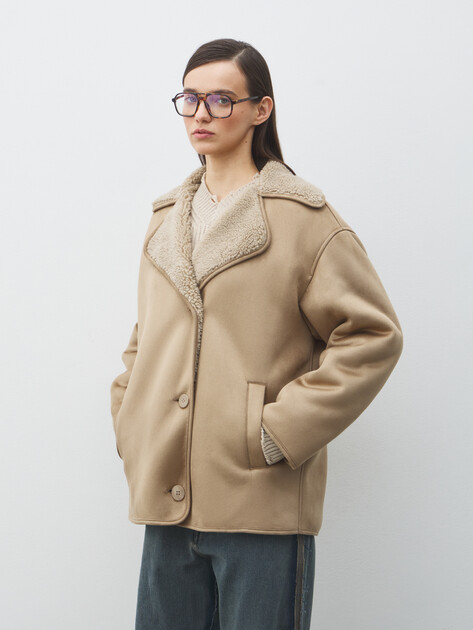 Женская дубленка  MAISON DAVID, Артикул FREDE_SDF_WS, серо-бежевый | 4986946. Ракурс 1