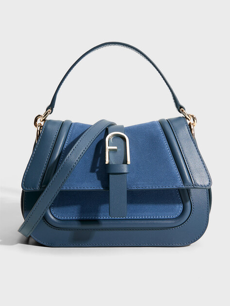Женская сумка  FURLA, Артикул FURLA FLOW MINI TOP HANDLE, серо-синий | 4989990. Ракурс 1
