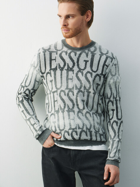 Мужской джемпер GUESS JOSHAWA AO LOGO DEGRADE SWTR, Артикул M5BR24Z0500, серый | 4992456. Ракурс 1