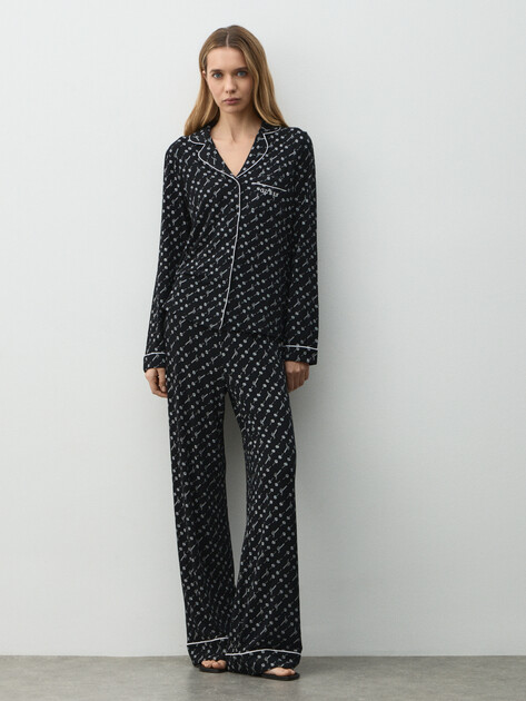 Женская пижама GUESS SASHA PJ SET, Артикул O5RX08KCIN2, черный | 4992941. Ракурс 1