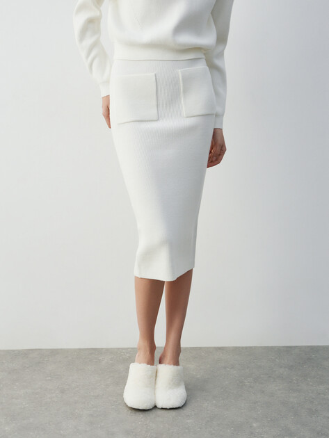 Юбка  миди GUESS HARLEY LONGUETTE SKIRT SWTR, Артикул W5BD94Z0572, белый | 4993511. Ракурс 1