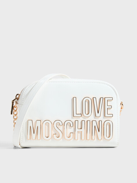 Женская сумка через плечо кросс-боди LOVE MOSCHINO ENAMELED LOGO PATENT, Артикул JC4250PP SS26, белый | 5006234. Ракурс 1