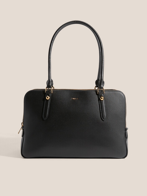 Женский тоут FURLA, Артикул FURLA GIULIA L BOSTON BAG, черный | 5009880. Ракурс 1