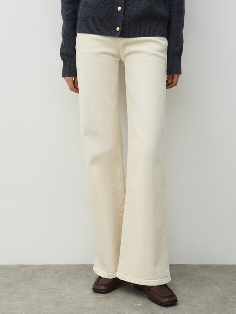 Женские широкие джинсы  MAISON DAVID, Артикул SH-14, молочный | 5010635. Ракурс 1