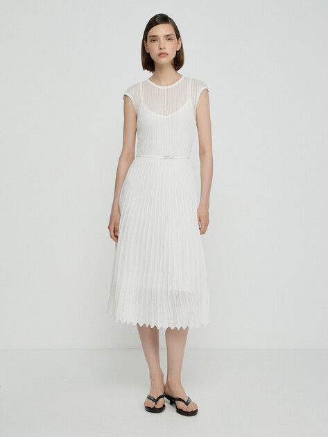 Женское платье KARL LAGERFELD knit day dress, Артикул B2W13006, белый | 5011004. Ракурс 1