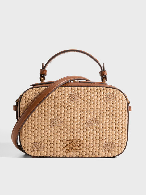 Женская сумка  KARL LAGERFELD k/autograph sm tph cb raffia, Артикул B2W30041, светло-коричневый | 5012820. Ракурс 1