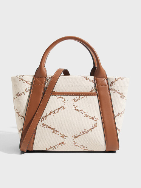 Женский тоут KARL LAGERFELD k/ville sm tote emb canvas, Артикул B2W30248, светло-бежевый | 5013710. Ракурс 1