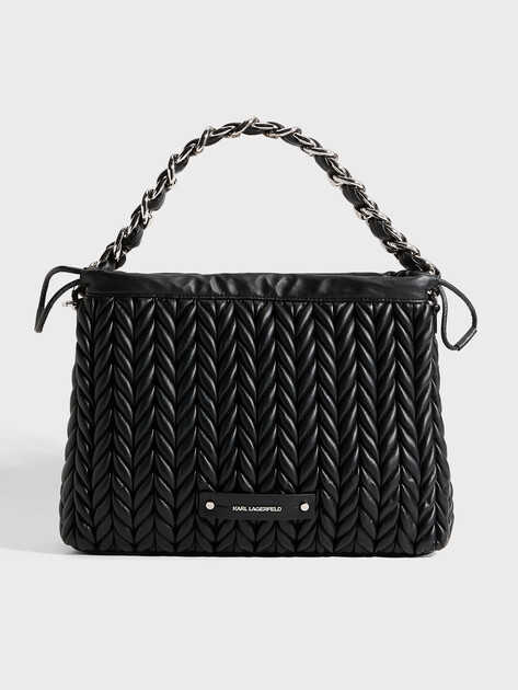 Женская сумка  KARL LAGERFELD k/weave md drawstr shb chain, Артикул B2W30033, черный | 5013766. Ракурс 1
