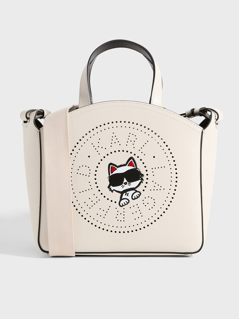 Женский тоут KARL LAGERFELD ikon circle choupette sm tote, Артикул B2W30221, молочно-белый | 5013821. Ракурс 1