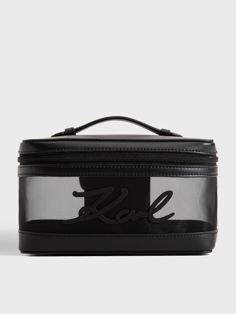 Женская косметичка KARL LAGERFELD k/signature mesh vanity case, Артикул B2W46077, черный | 5017431. Ракурс 1