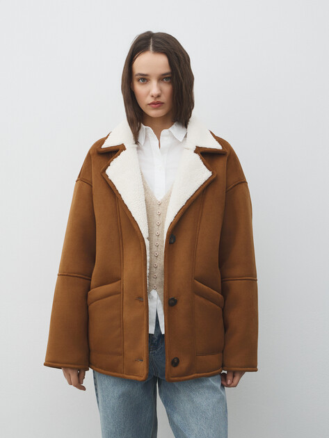 Женская дубленка  MAISON DAVID, Артикул GIGI_SDF_WS, светло-коричневый | 5033912. Ракурс 1
