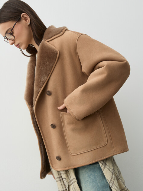 Женская дубленка  MAISON DAVID, Артикул NOEL_DF, бежево-коричневый | 5040671. Ракурс 1