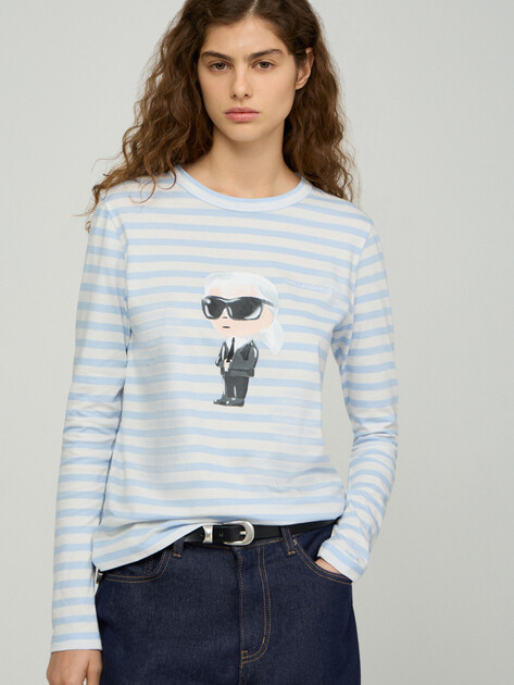 Женский лонгслив KARL LAGERFELD ikon aquarelle c lslv top, Артикул B3W17043, голубой | 5064482. Ракурс 1