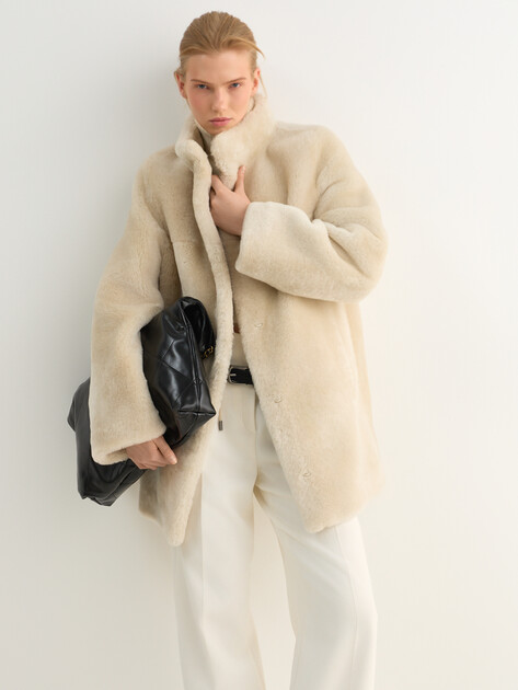 Женская шуба  MAISON DAVID, Артикул FEFE_STR, серо-бежевый | 5068488. Ракурс 1