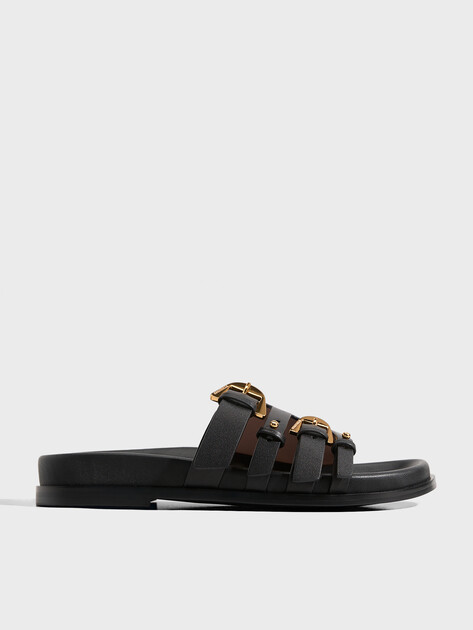 Женские шлепанцы COCCINELLE SLIDE COW LEATHER, Артикул E4 U92 17 01 01, черный | 5073366. Ракурс 1