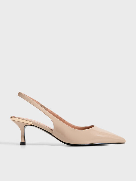 Женские туфли с открытой пяткой (слинг-бэк) LOVE MOSCHINO GOLDEN SPOILER, Артикул JA10336G, пыльно-бежевый | 5079305. Ракурс 1