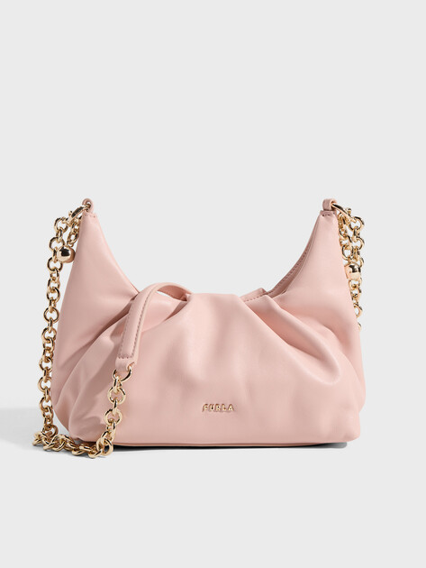 Женская сумка через плечо кросс-боди FURLA, Артикул FURLA DELIA MINI SHOULDER, светло-розовый | 5079913. Ракурс 1
