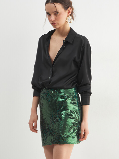 Юбка мини MARCIANO BY GUESS DAISY MINI SKIRT, Артикул 6RGD006358A, зеленый | 5089282. Ракурс 1