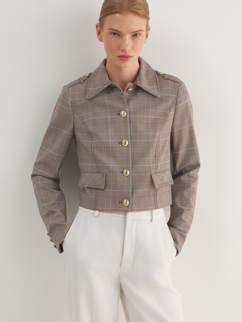 Женский жакет GUESS GERALDINE JACKET, Артикул W6RL55WL442, серо-бежевый | 5090625. Ракурс 1