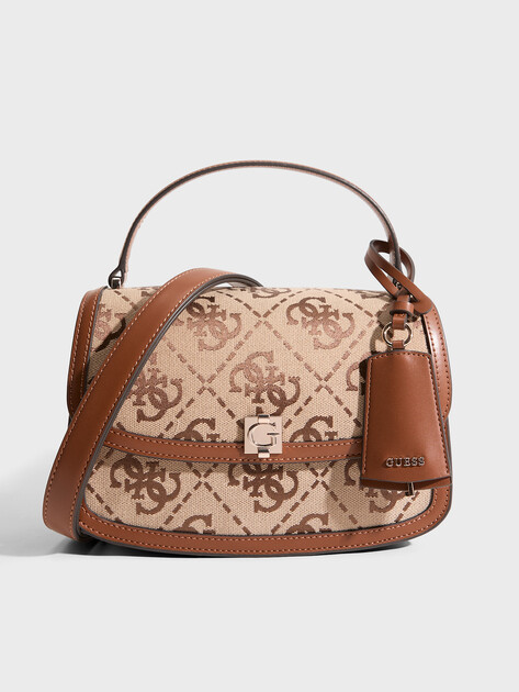 Женская сумка  GUESS AUDREY LOGO CNVRTBL XBDY FLAP, Артикул HWJG9755210, темно-бежевый | 5094326. Ракурс 1