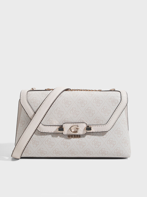 Женская сумка  GUESS LINDSEY CONVERTIBLE XBODY FLAP, Артикул HWSG9749210, молочно-бежевый | 5094409. Ракурс 1