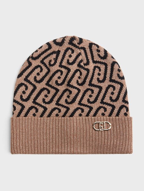 Женская шапка LIU∙JO BEANIE LOGO JACQUARD, Артикул 2F6017M0300, бежевый | 5127954. Ракурс 1
