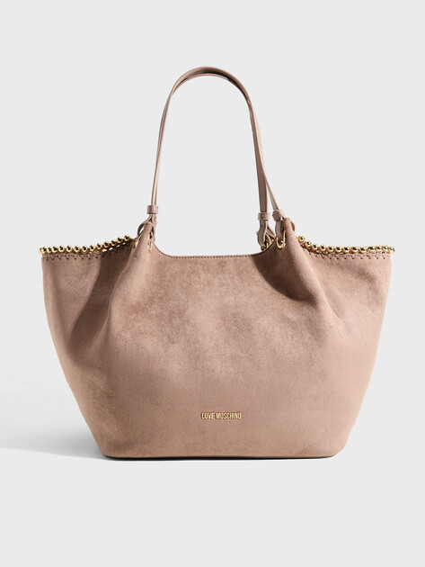 Женский тоут LOVE MOSCHINO GOLD BEAD, Артикул JC4220PP FW26, серо-бежевый | 5204608. Ракурс 1