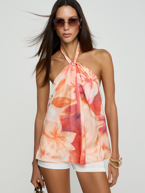 Женский топ MARCIANO BY GUESS ESTELA HALTER NECK TOP, Артикул G6GH08W1871, коралловый | 5209473. Ракурс 1