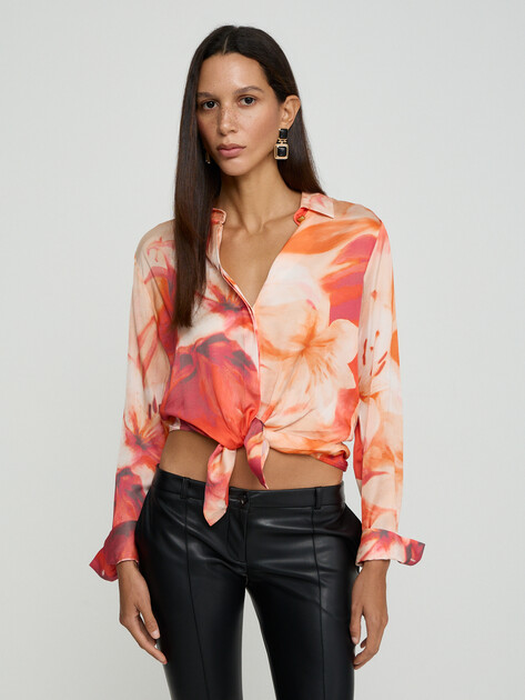 Женская блузка MARCIANO BY GUESS MELISSA LS SHIRT, Артикул G6GH09W1949, коричневый | 5209510. Ракурс 1